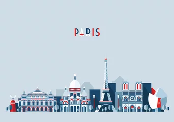 Poster Paris France city skyline vector Flat trendy © Alexandr Bakanov