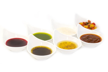 sauces on a white background in the restaurant
