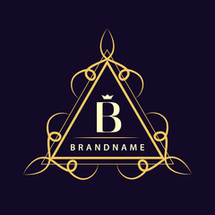 Monogram design elements, graceful template. Calligraphic elegant line art logo design. Letter B. Business sign for Royalty, Boutique, Cafe, Hotel, Heraldic, Jewelry, Wine. Vector illustration