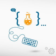 Glass bulb icon and flat design elements