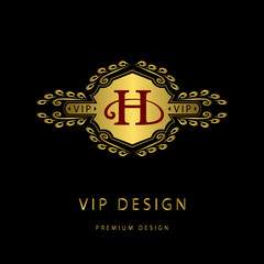 Monogram design elements, graceful template. Calligraphic elegant line art logo design. Letter emblem H. Business sign for Royalty, Boutique, Cafe, Hotel, Heraldic, Jewelry, Wine. Vector illustration