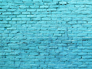 Painted in a light blue old brickwork