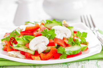 vegetable salad with mushrooms