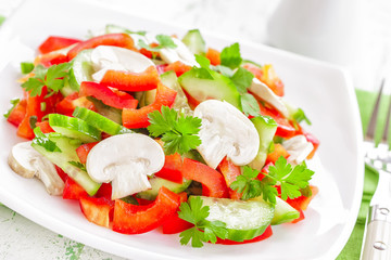 vegetable salad with mushrooms