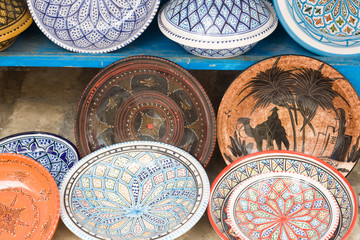 National traditional pottery. Sold on the street. Mahdia.