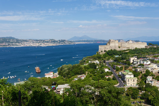 Baia gulf with castle, aerial view