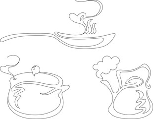 the pan, the kettle and the pot