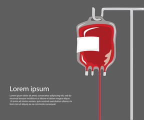 Vector of Blood Bag with space for text concept blood donate
