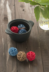 decoration and crafts are on a wooden substrate