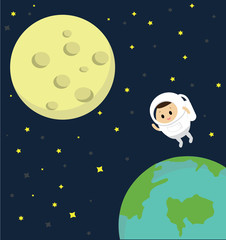 Vector of Astronaut in space travel to the moon