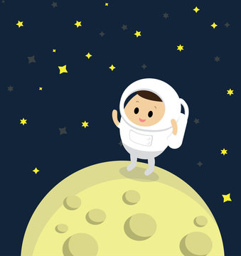 Vector of Astronaut standing on the moon
