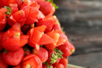 dish with fresh strawberries closeup