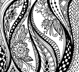 Vector of Abstract floral pattern in zentangle style
