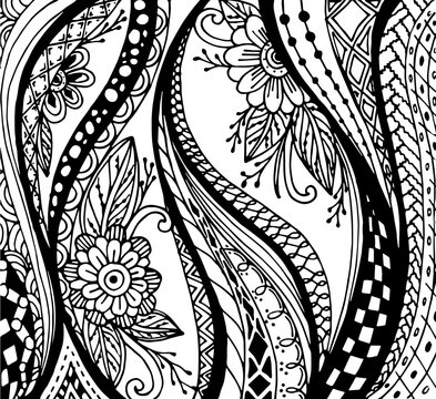 Vector of Abstract floral pattern in zentangle style
