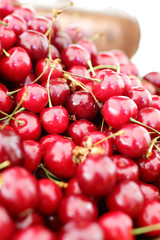 dish with fresh cherries closeup
