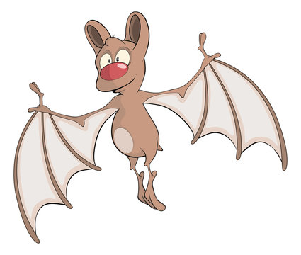 Little cheerful bat. Cartoon 
