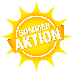 Sonnen-Button Banner "Sommeraktion" gelb