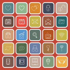 Love line flat icons on red background