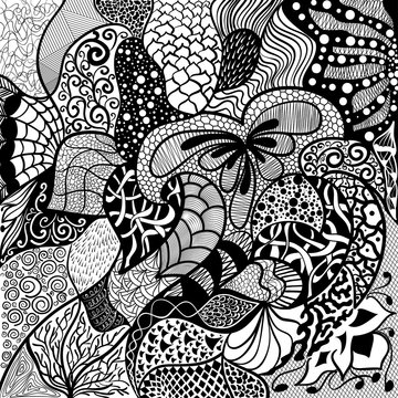Floral hand drawn zentangle, ethnic, doodle background