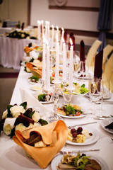served banquet table ready for guests