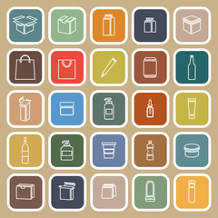 Packaging line flat icons on brown background