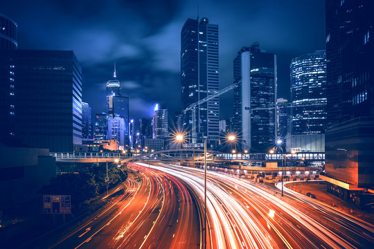Fototapeta Prosperous Hong Kong city night scenes 2015