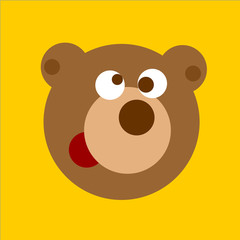 Fun cartoon bear head vector illustration