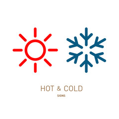 Hot and cold sun and snowflake icons - 86277605