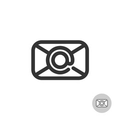 Simple mail icon with at symbol as a centered stamp