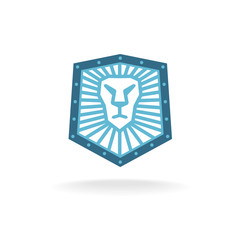 Lion head shield logo