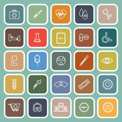 Medical line flat icons on green background