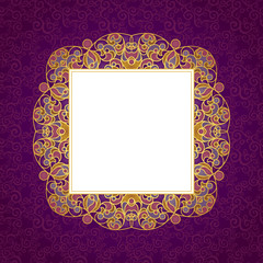 Vector decorative line art frame in Eastern style.