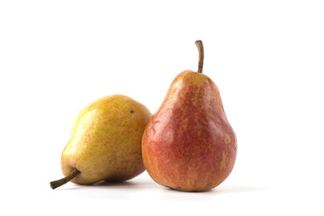 Two plums isolated on white