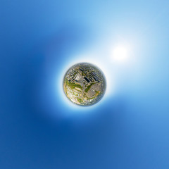 Aerial view of downtown. Crossroads, houses, buildings and parks