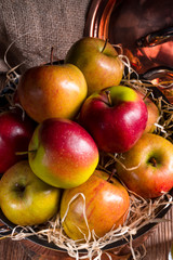Fresh autumn apples in the basket
