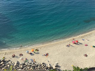 Vista aerea spiaggia mare Tropea, Calabria