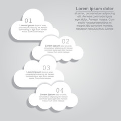 Abstract speech bubbles in the shape of clouds.