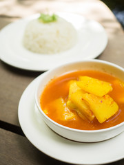 Thao food : Gang Som : Spicy and sour soup with fish and pineapp