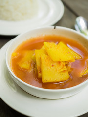Thao food : Gang Som : Spicy and sour soup with fish and pineapp