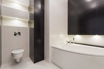 Naklejka na ściany i meble Black and white modern restroom
