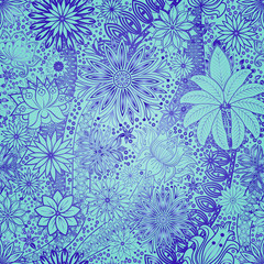 Vintage floral motif ethnic seamless background.