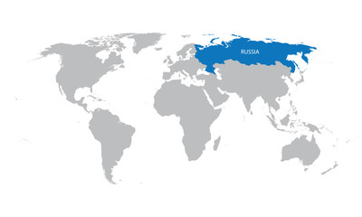 world map with indication of Russia