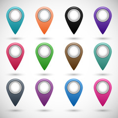 set icons pointers for map colored on a gray background. vector illustration eps10