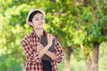 woman is thinking something creative.