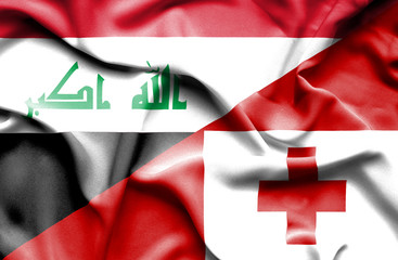 Waving flag of Tonga and Iraq