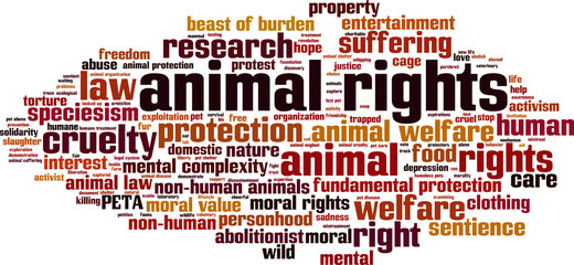 Animal rights word cloud concept. Vector illustration