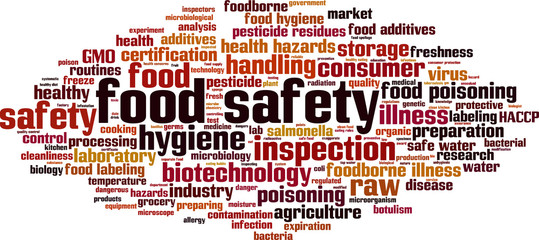 Food safety word cloud concept. Vector illustration