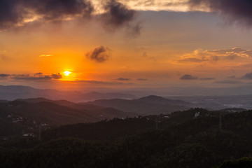 Beautiful sunset in Barcelona in Spain