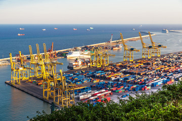 Panoramic view of the port in Barcelona
