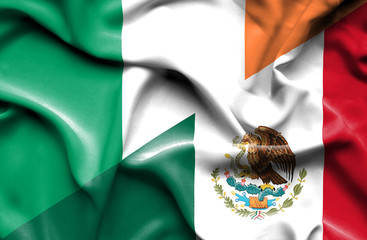 Waving flag of Mexico and Ireland